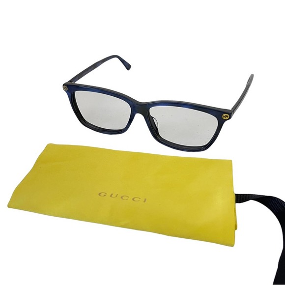 Gucci Accessories Gucci Gg042oa Blue Rectangular Glasses Frames